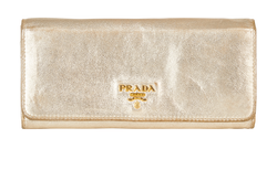 Prada Long Wallet, Leather, Gold, MII, B, 2*